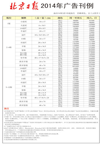 北京日报广 告投 放