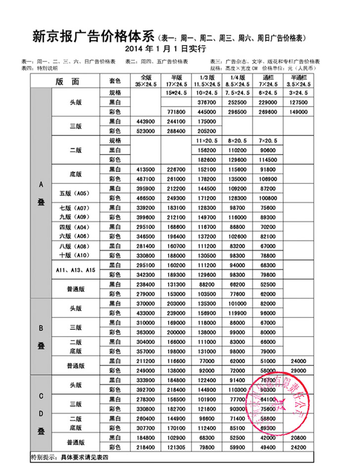 汽车广告价格表